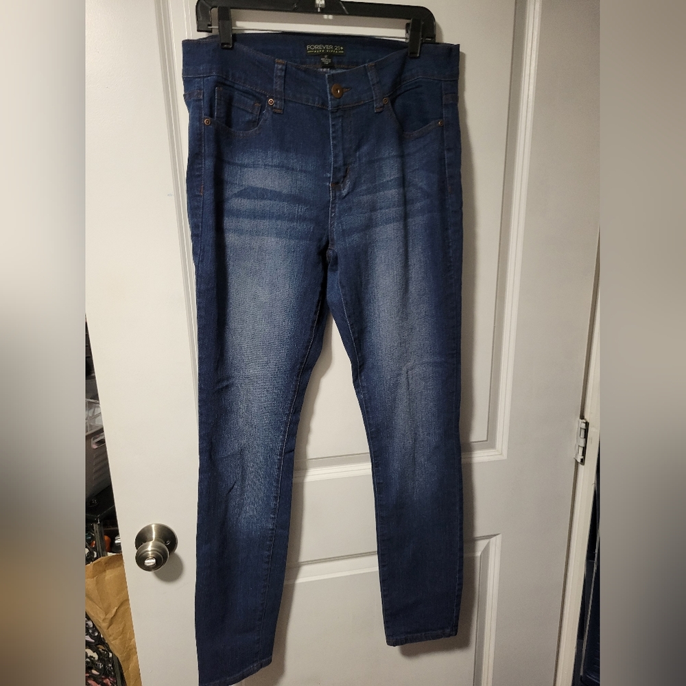 NWT FOREVER 21 PLUS SZE BLUE SKINNY JEAN DENIM WASHED 12 LONG